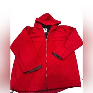 Vintage CS Signature SIZE M Red Fleece  Hooded Zip Up Jacket Thick‎